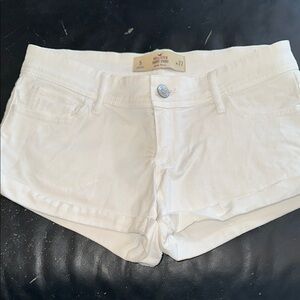 Hollister White Jean Short Shorts with Low-Rise Fit